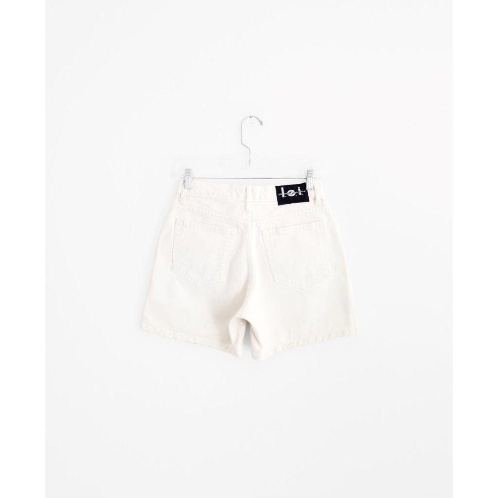 Vintage 90s Y2K l.e.i. Off White Denim High Waist Relaxed Jean Shorts 5 26 27 28 - Picture 4 of 6